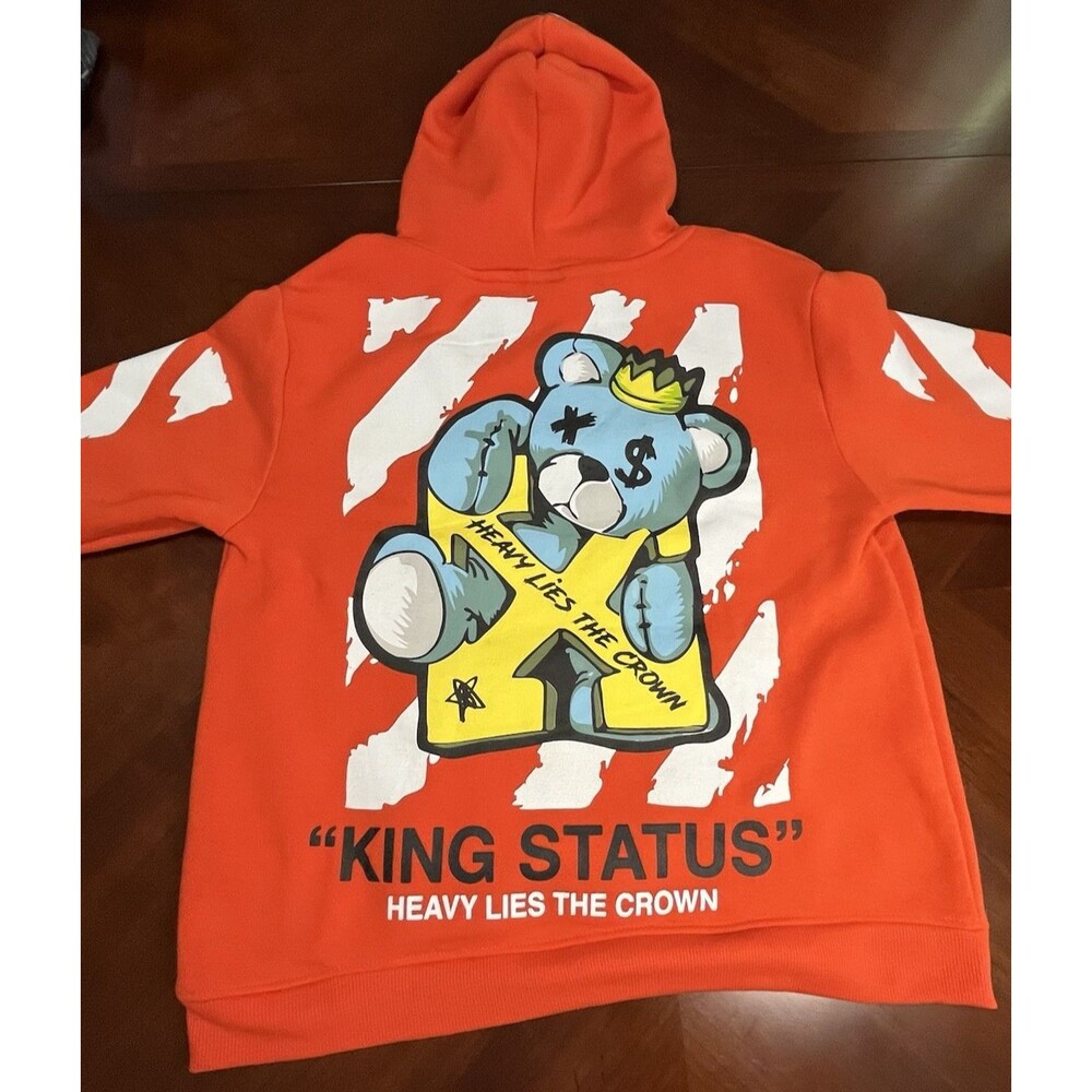 King Status Hip Hop Hoodie Sweatshirt King Bear Logo Size M Heavy Lies The Crown